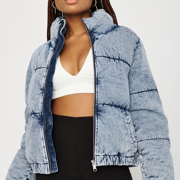 Garage Jackets & Blazers - Women's Blue Denim Look Puffer Jacket